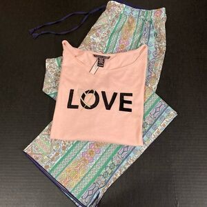 Victoria’s Secret Mayfair floral pants / sequin LOVE soft top pajama set